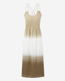 Vestido largo sin espalda sin mangas degradado caqui - Mujer