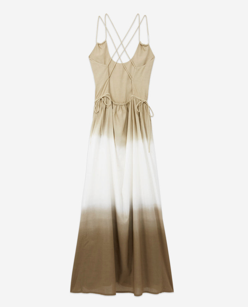 Vestido largo sin espalda sin mangas degradado caqui - Mujer