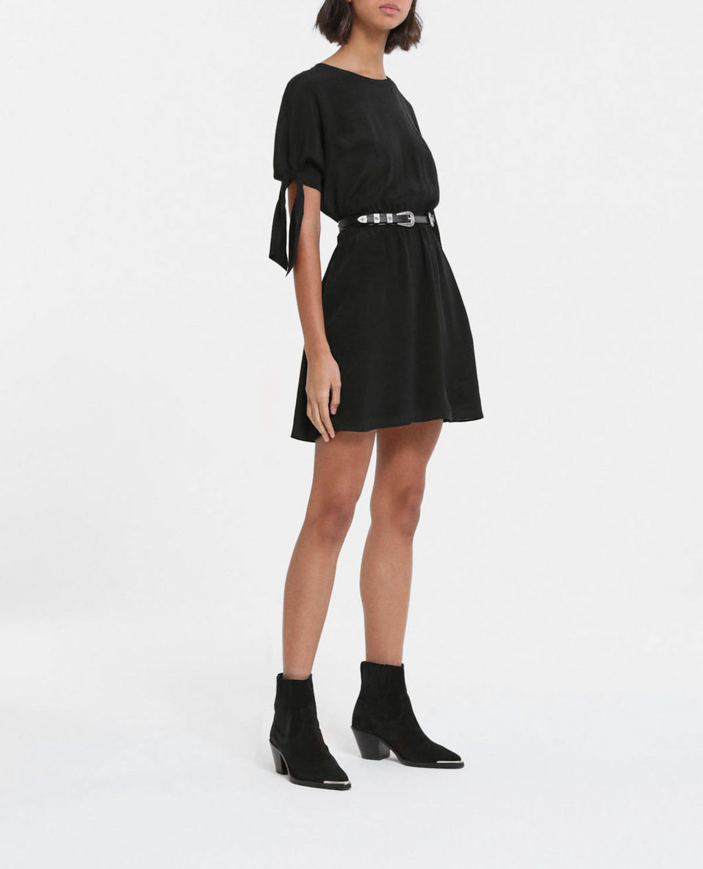 The Kooples - Short Black Dress With Short Sleeves With Bows - Women