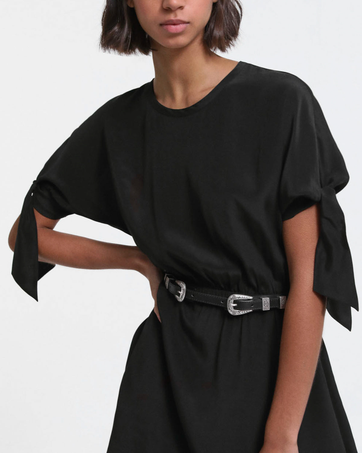 The Kooples - Short Black Dress With Short Sleeves With Bows - Women