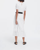 Robe Longue Brodée Coton Blanche Col Rond - Femme