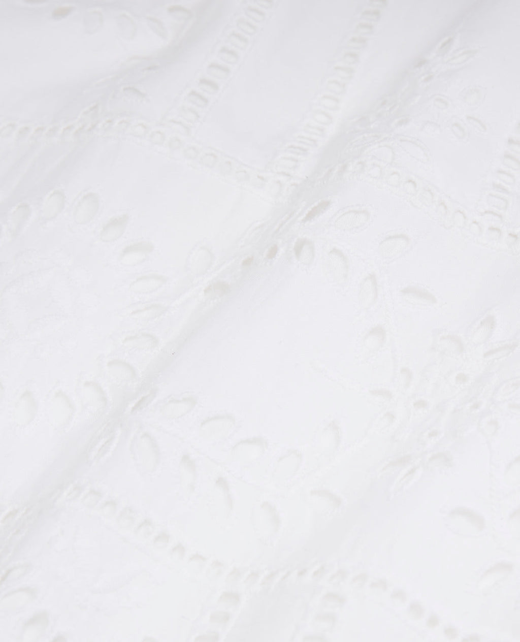 Long White Embroidered Cotton Dress Round Neck - Women