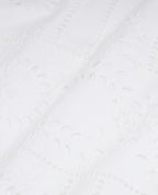 Long White Embroidered Cotton Dress Round Neck - Women