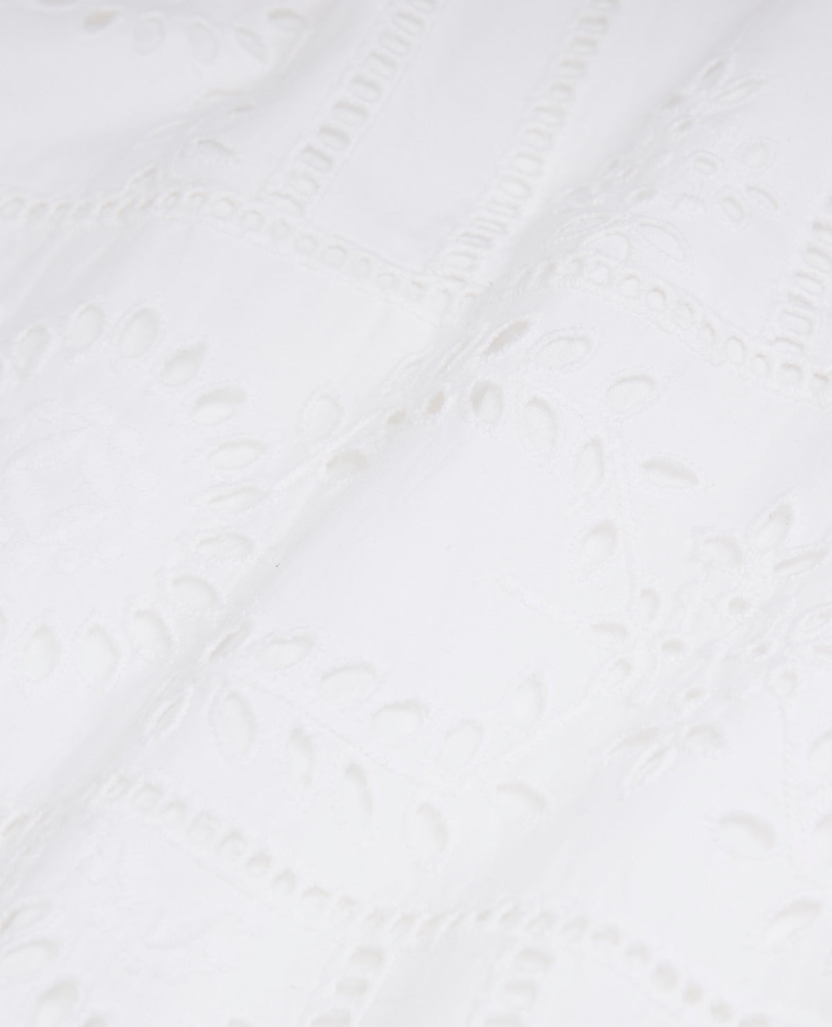 Long White Embroidered Cotton Dress Round Neck - Women