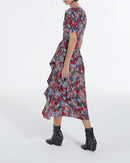 Robe En Soie Rouge À Imprimé Fleuri - Femme