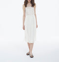 Long White Sleeveless Lace Dress - Women