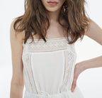 Long White Sleeveless Lace Dress - Women