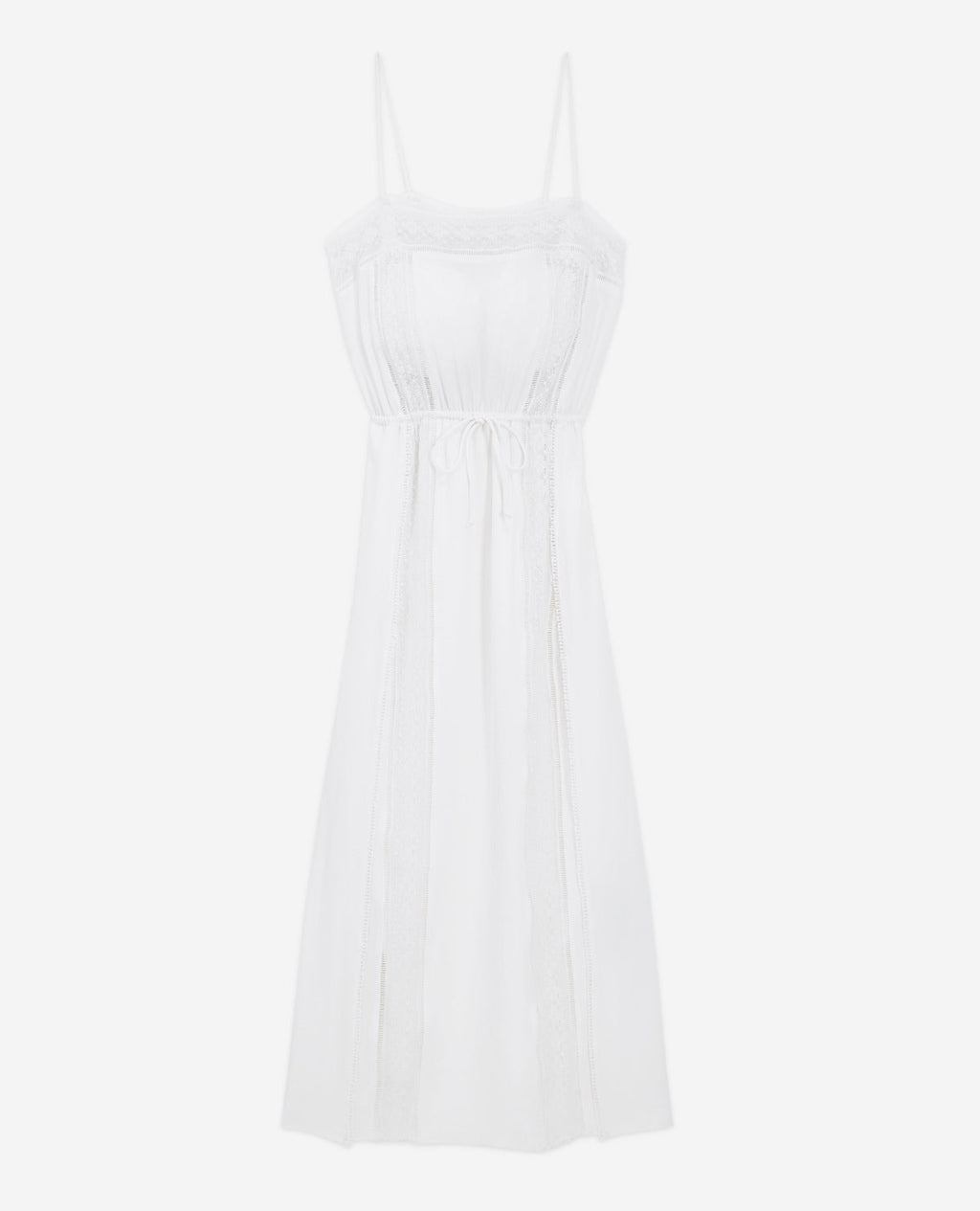 Long White Sleeveless Lace Dress - Women