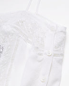 Long White Sleeveless Lace Dress - Women