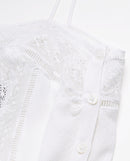 Long White Sleeveless Lace Dress - Women