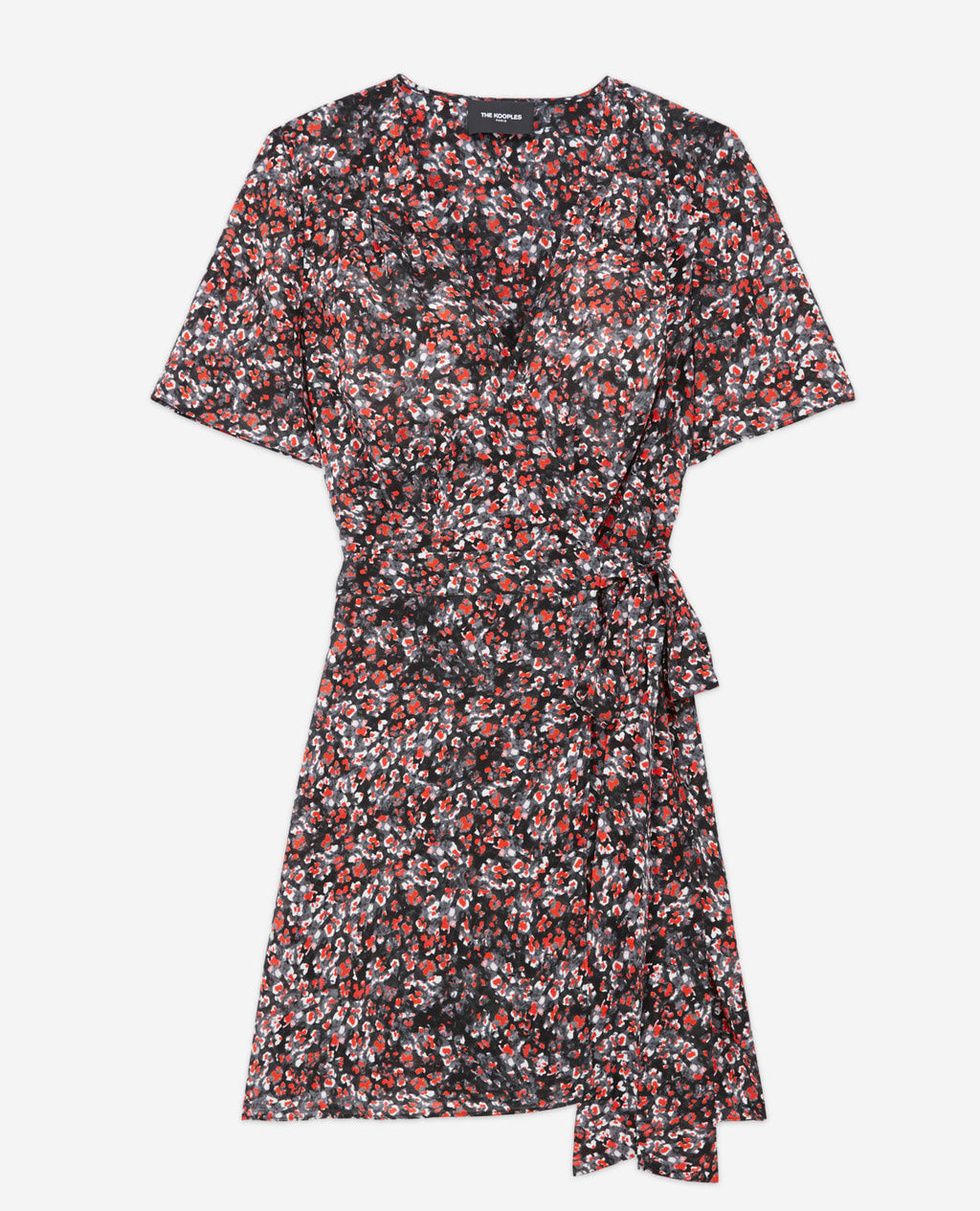 Short Floral Dress - Black - Red - Women
