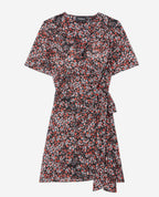 Short Floral Dress - Black - Red - Women