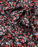 Vestido corto de flores - Negro - Rojo - Mujer