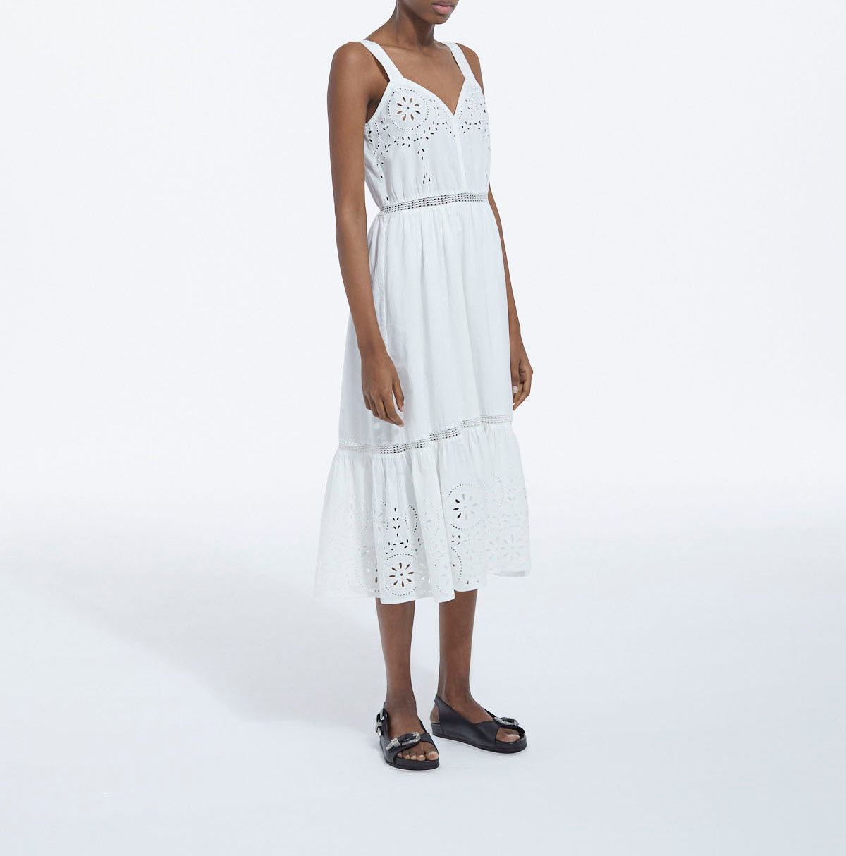 The Kooples - Vestido Largo De Encaje Blanco Sin Mangas - Mujer