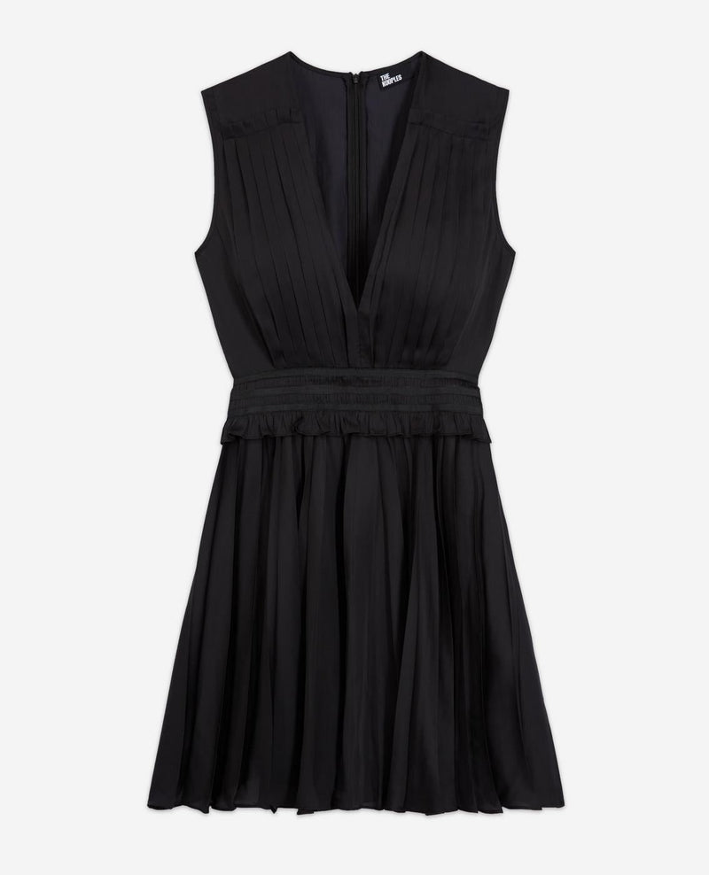 Vestido skater plisado sin mangas - Mujer