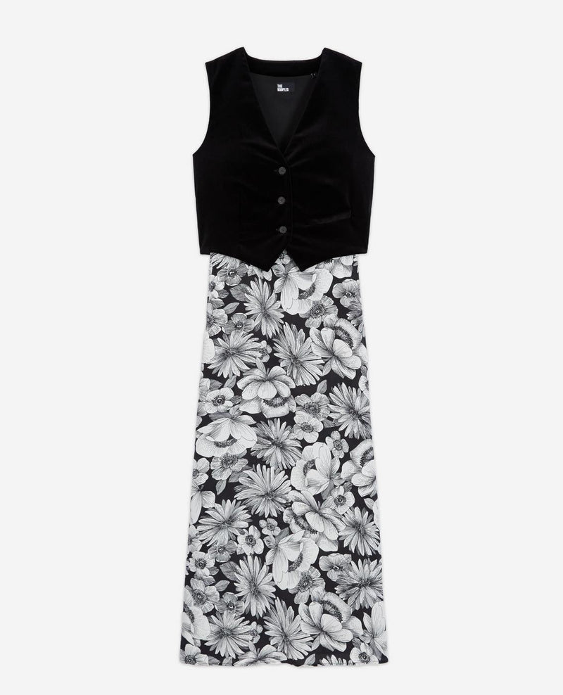 Robe Trompe-L’Œil En Soie - Noir - Femme