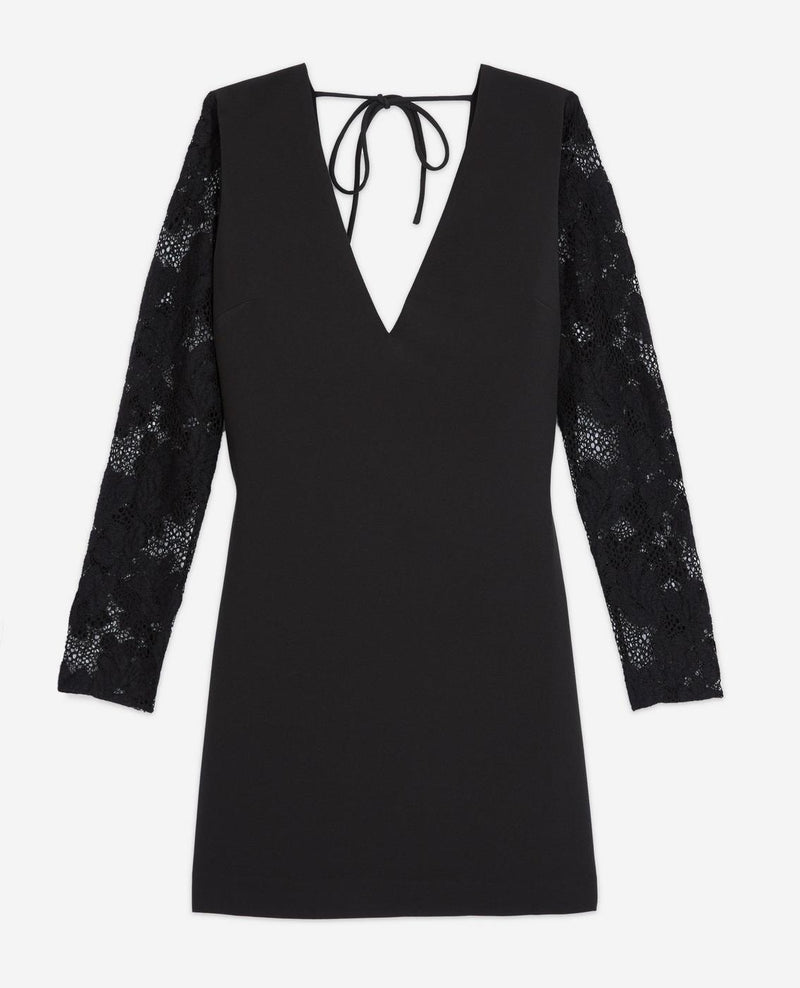 The Kooples - Robe Courte Decollete Devant Dos Dentelle Manches - Femme