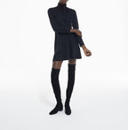 The Kooples - Short Dress with Long Sleeves and Tie Front Closure - Women's
