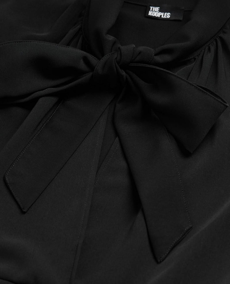 The Kooples - Short Dress with Long Sleeves and Tie Front Closure - Women's
