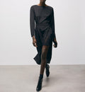 Vestido midi - Negro - Mujer