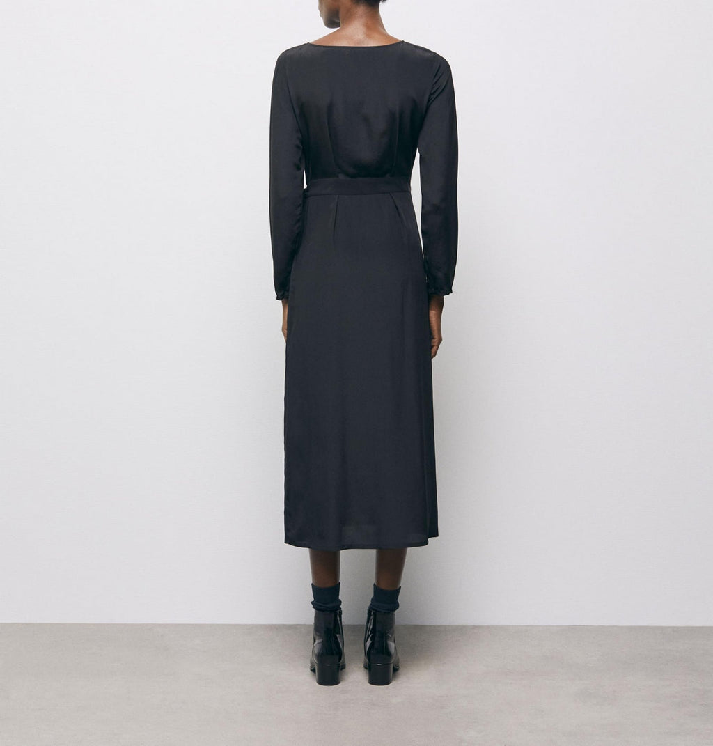 Vestido midi - Negro - Mujer