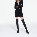 The Kooples - Robe Courte Manches Longues Decollete En Velours - Femme