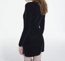 Vestido corto escote de terciopelo de manga corta - Mujer