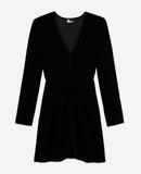 Vestido corto escote de terciopelo de manga corta - Mujer