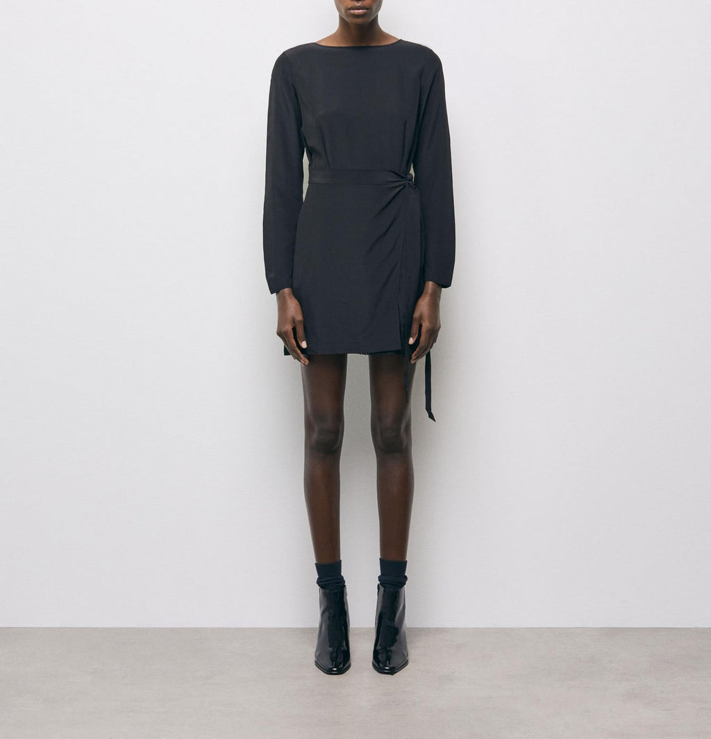 Straight Silk Dress - Black - Women