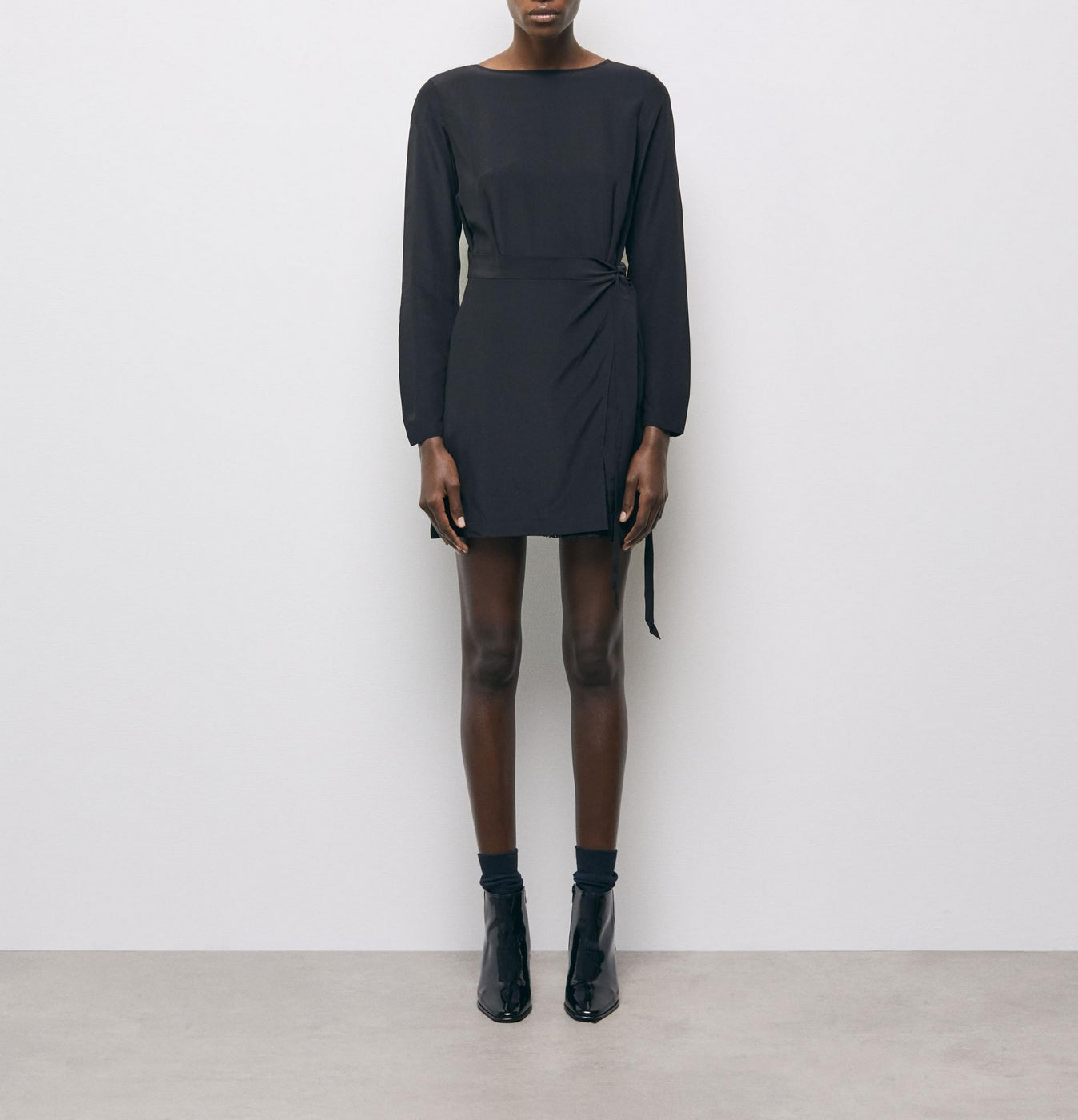 Straight Silk Dress - Black - Women