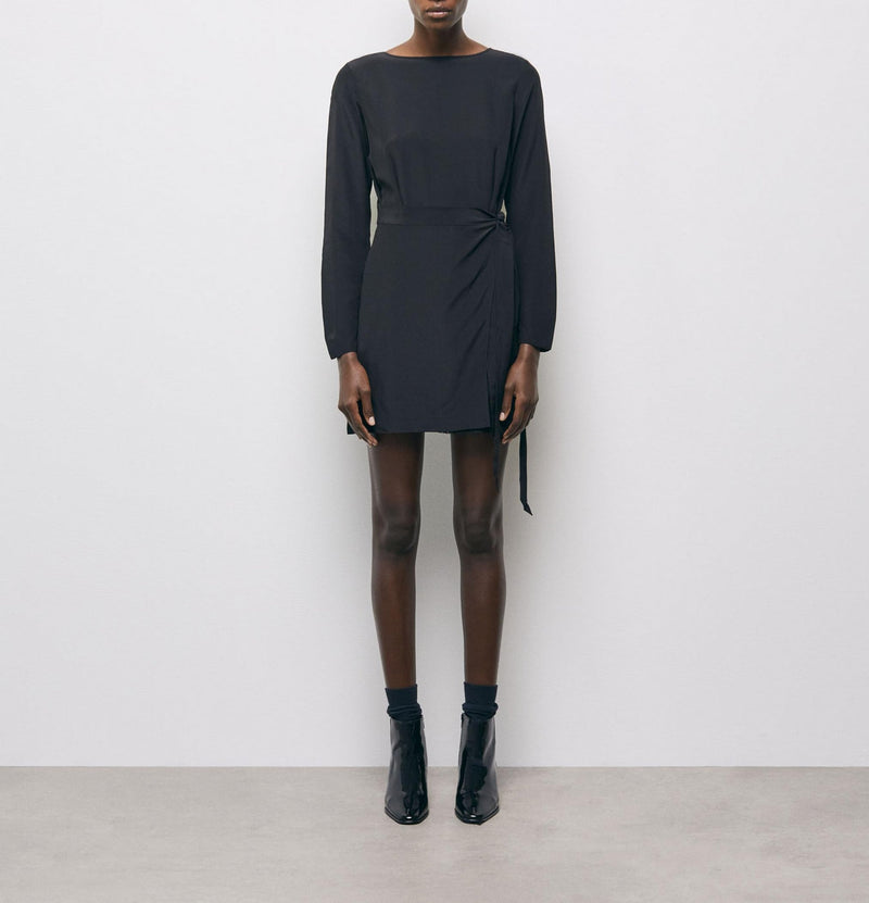 Robe Droite En Soie - Noir - Femme