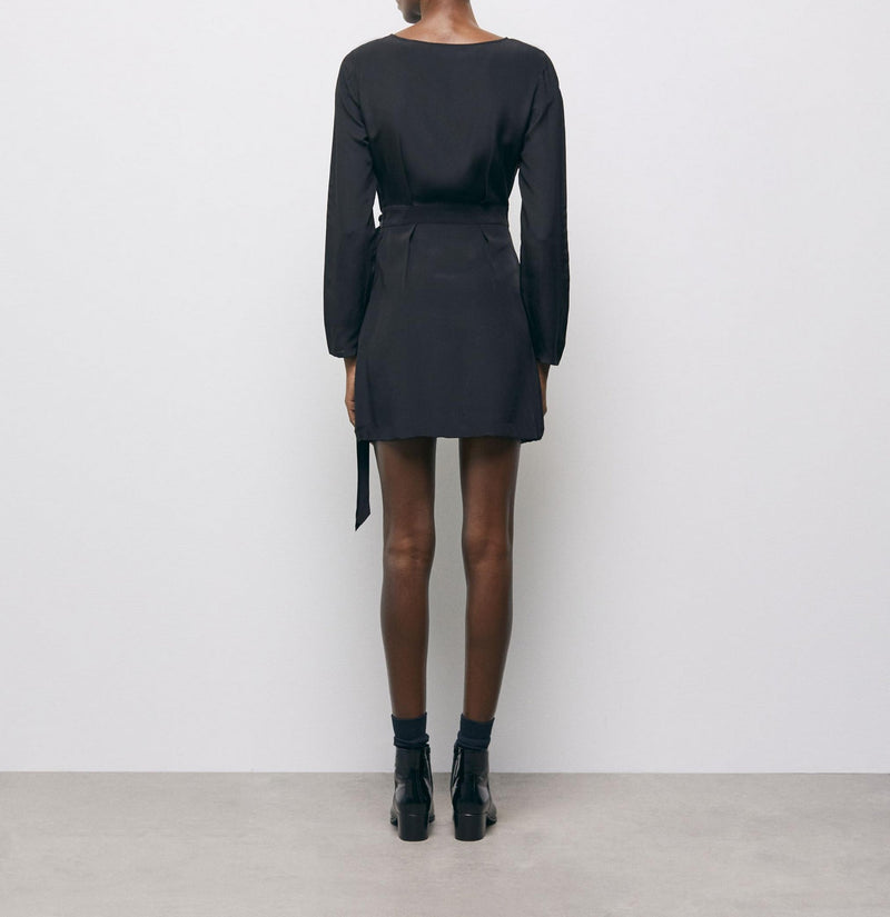 Robe Droite En Soie - Noir - Femme