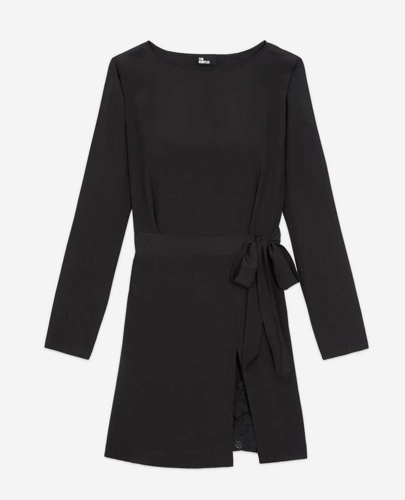 Robe Droite En Soie - Noir - Femme