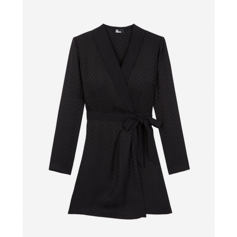 Vestido cruzado - Negro - Mujer