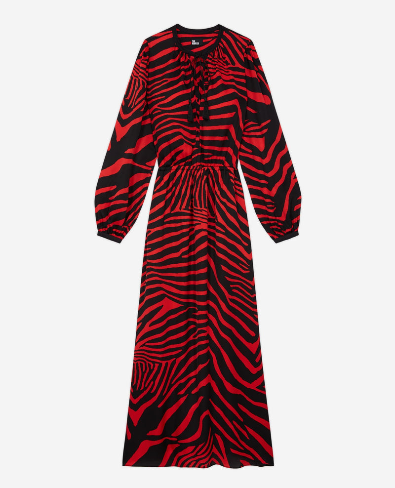 Robe Longue - Rouge Et Noir - Femme