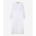 Vestido midi con bordado inglés - Blanco - Mujer