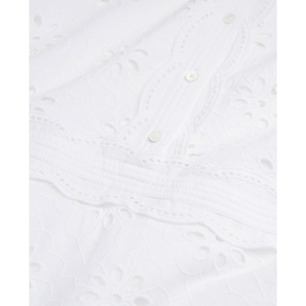 Vestido midi con bordado inglés - Blanco - Mujer