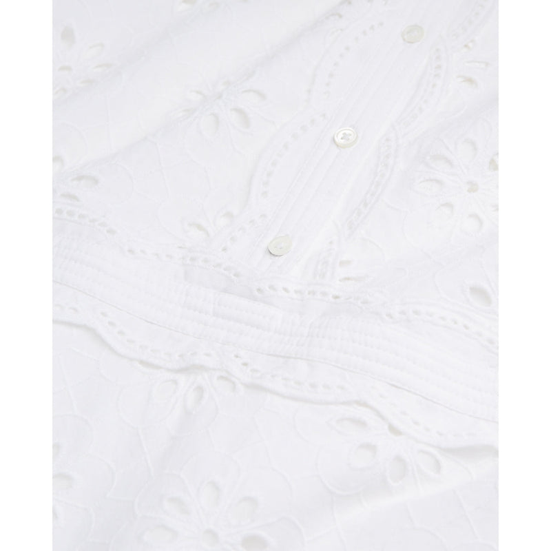 Robe Midi En Broderie Anglaise - Blanc - Femme