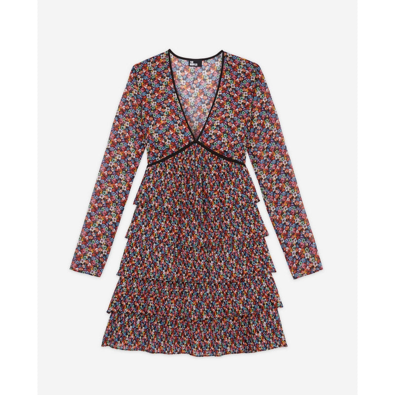 Vestido volantes - Multicolor - Mujer