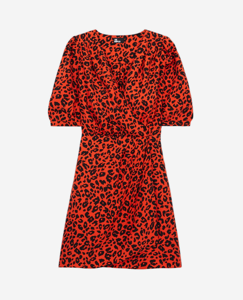 Vestido corto de leopardo - Mujer
