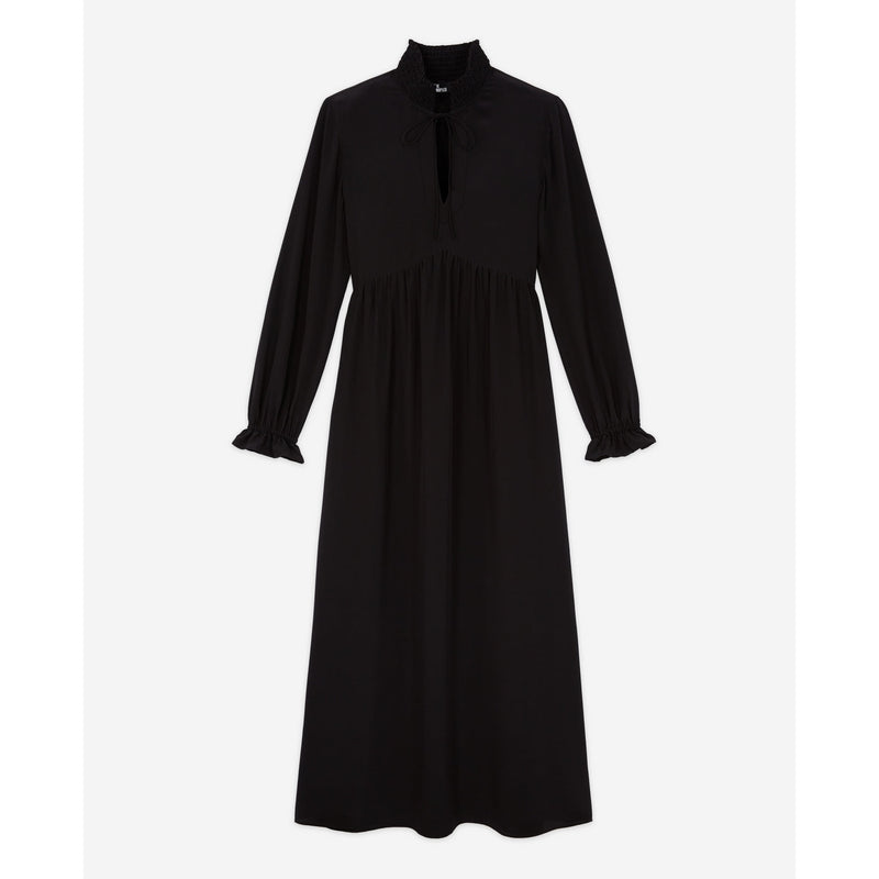 Long Silk Dress - Black - Women