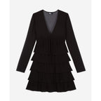 Vestido volantes - Negro - Mujer