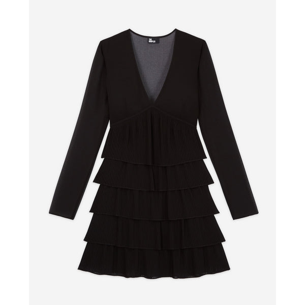 Vestido volantes - Negro - Mujer