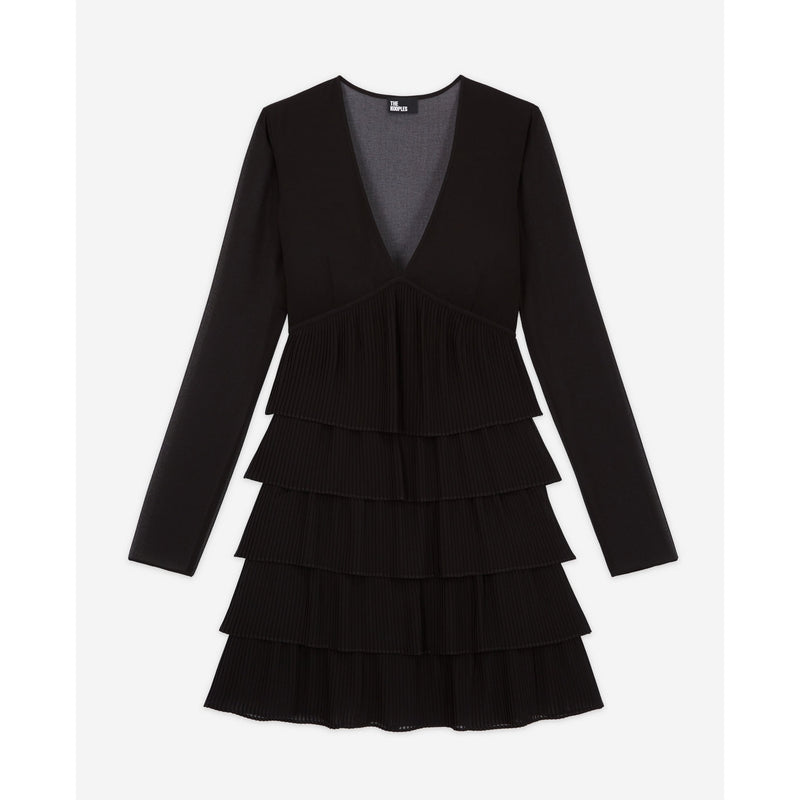 Vestido volantes - Negro - Mujer