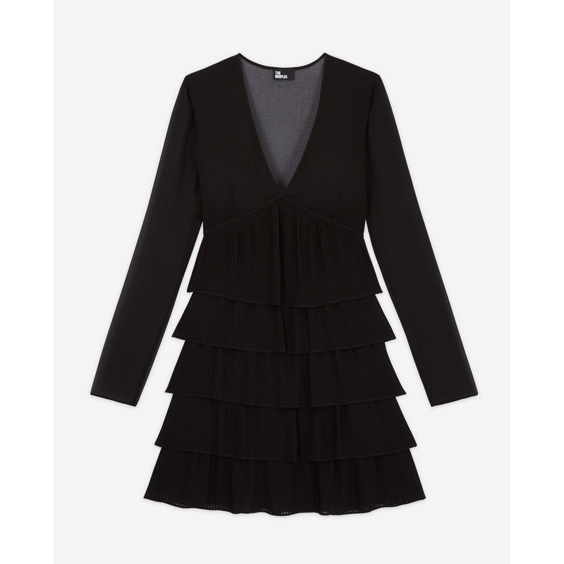 The Kooples - Robe A Manches Longues Avec Jupe Courte Plissee - Femme