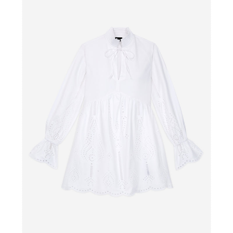 The Kooples - Robe Courte Manches Longues A Broderies Anglaises Placees - Femme