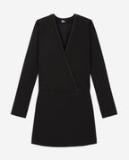 The Kooples - Robe Courte Croisée Noire - Femme