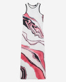 Vestido largo - Blanco y rosa - Mujer