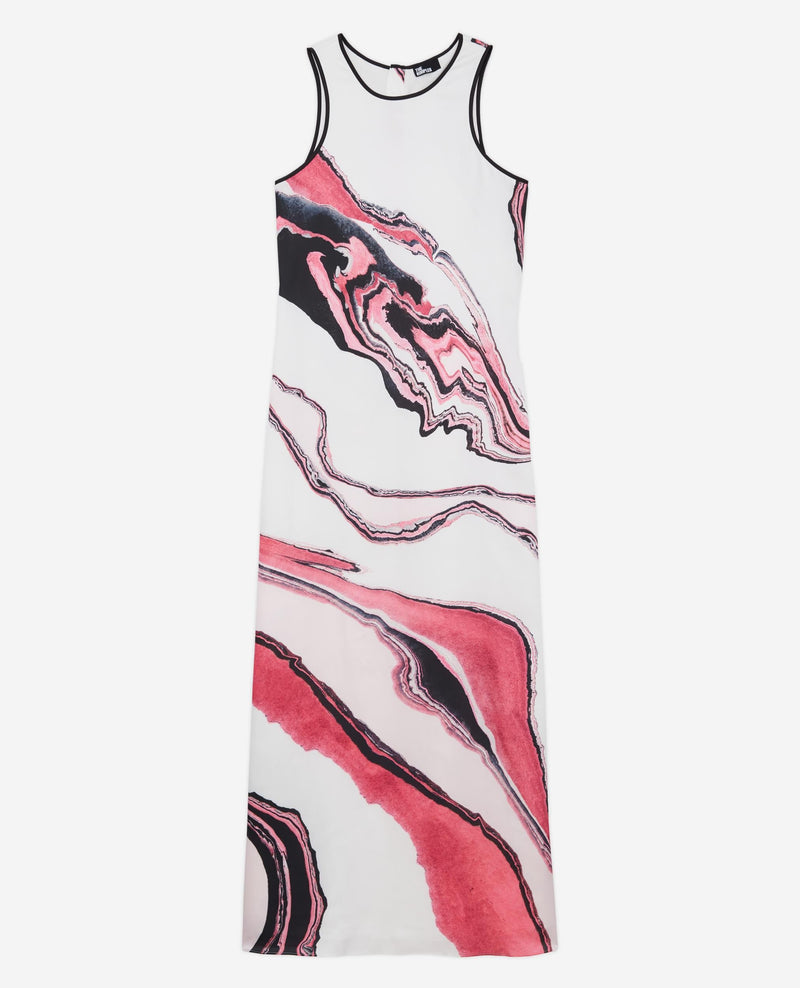 Vestido largo - Blanco y rosa - Mujer
