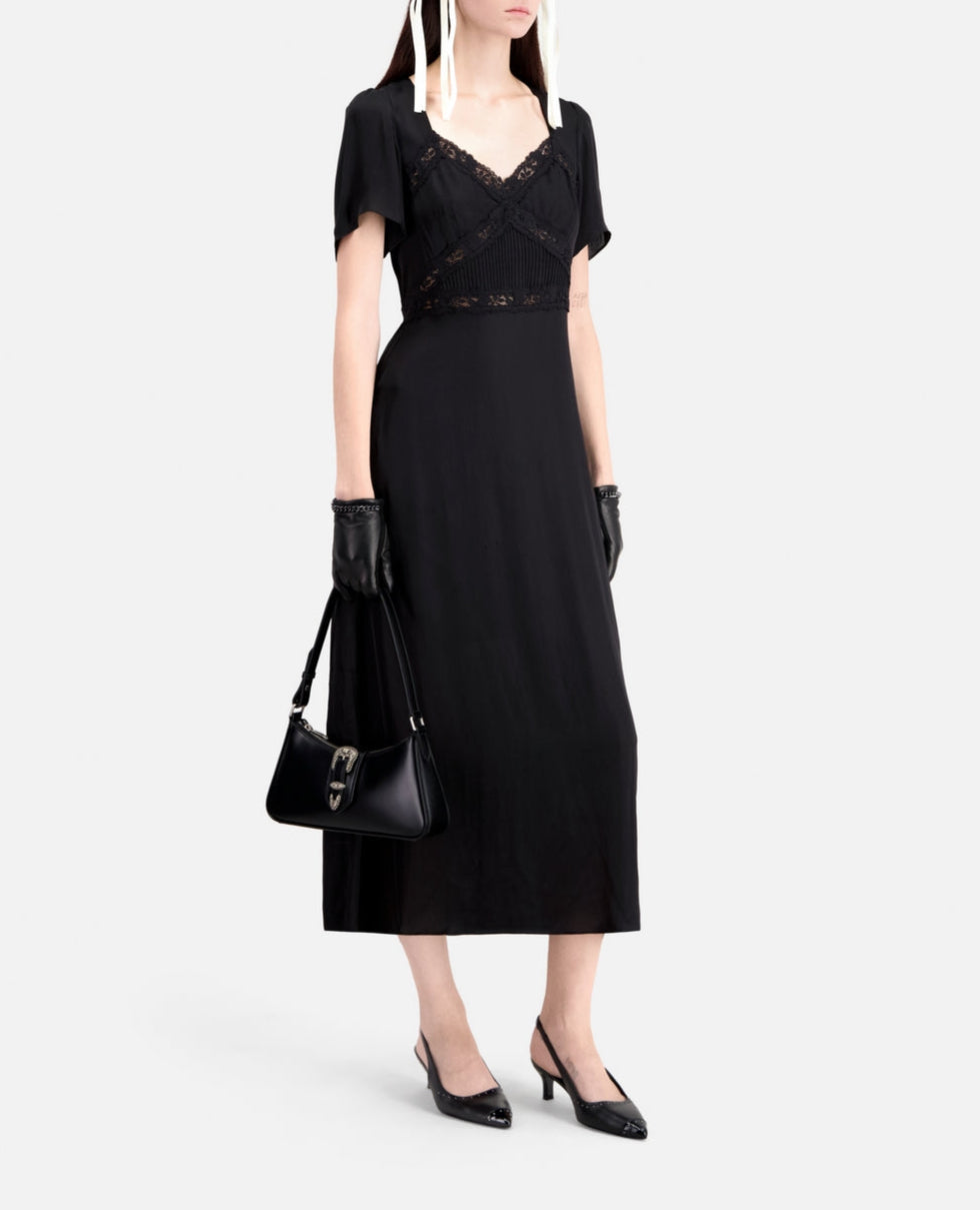 The Kooples - Vestido Largo Mc Parte Superior de Encaje - Mujer